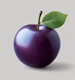 an apple with a leaf on the end