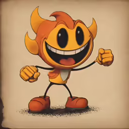 an old fashioned computer generated cartoon character in color