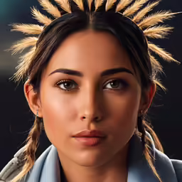 this woman has a large, spike headpiece on her head
