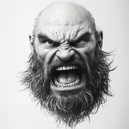 a drawing of a man with long hair and a beard