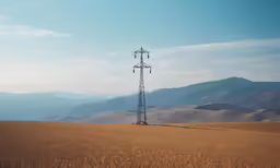 telephone poles and wires are standing in a barren field
