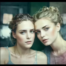 two girls with hair up pose for the camera
