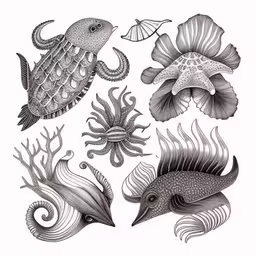various sea animals with various species
