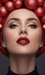 woman with red fruit piled on her head