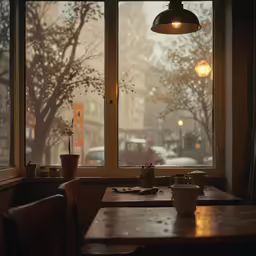 a light hanging over a table in a dark room