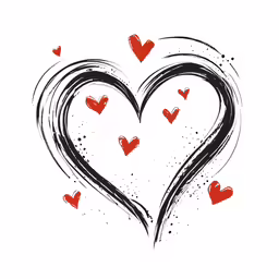 heart shape with different shapes drawn by ink