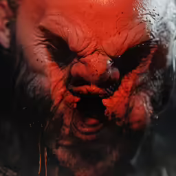 an evil looking demon with its tongue open