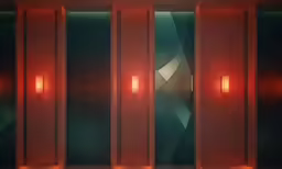 a photo of three lights in an empty room