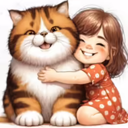 a girl and a cute cat with big eyes