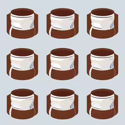 a group of coffee mugs on a gray background