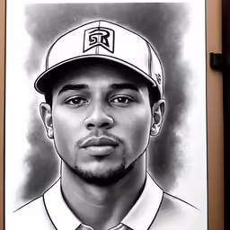 a drawing of a man wearing a hat and tie