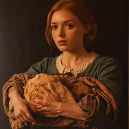 a woman in a green sweater holds a bird