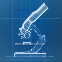 the image shows a blueprint of a microscope