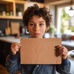 a boy showing his empty box with his hand