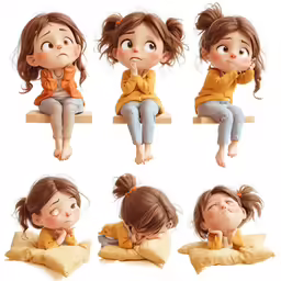 little girls with different expressions in various poses