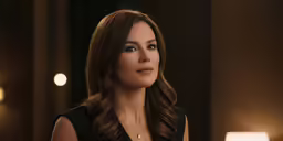 a woman sitting in a dark room