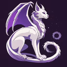 the white dragon sitting on top of a dark background,a cartoon, white dragon sits on top of purple