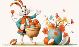 the easter bunny is ready to enter his basket