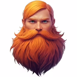 an animated man with a beard and red hair