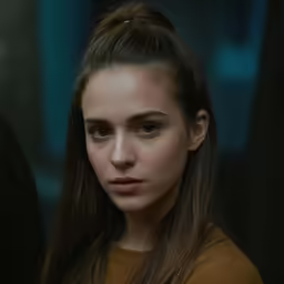 a very young girl looking to the side