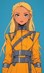 a young girl in yellow dress with her long blond hair and eyes wide open