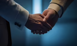 two businessmen shaking hands for a good deal