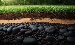 various colors of rocks and grass with light coming through them