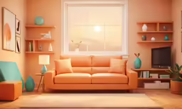 a room with a couch, table and a tv in it