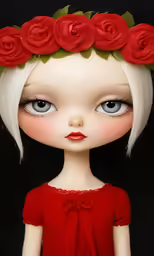 an illustration of a young girl with roses on her head