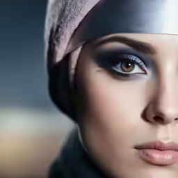 an eye shot of a woman with blue eyeliner