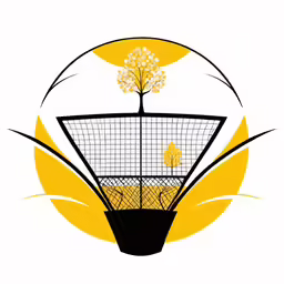a basket with two tree and bird on top of it