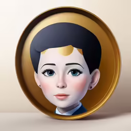 a cartoon avatar of a girl looking straight ahead