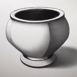 a black and white drawing of a black vase