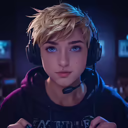 a woman with headphones around her neck and a sweatshirt on