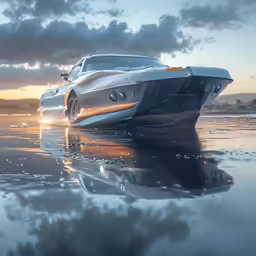 a boat traveling on the water under a cloudy sky