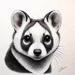 a black and white drawing of a panda bear
