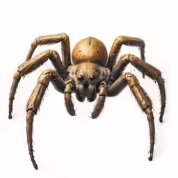 a close up of a tarapel spider on white