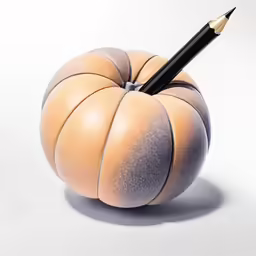 a pen that is in a ball of a pumpkin