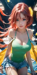 an animation figure of a women with red hair