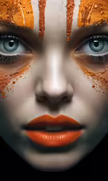 an orange face makeup and nose art for someone
