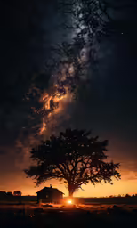 the sky is filled with stars and is dark