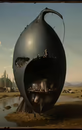 this is an artwork with an image of a man with a large knife