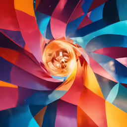a colorful spinning disc with a picture inside it