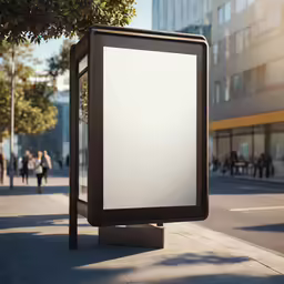 an outdoor sign stands next to a tree