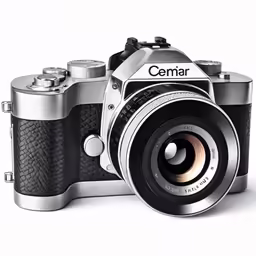 a camera that is sitting in front of a white background