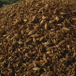 many pieces of brown ground with leaves