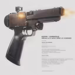 a revolver with a fire on it is displayed