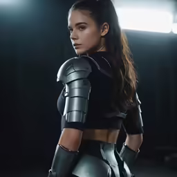 the young woman in black is dressed as cyber