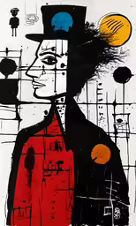 an artistic piece with multiple symbols on it
