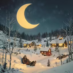 a man and woman looking at a lite up christmas scene